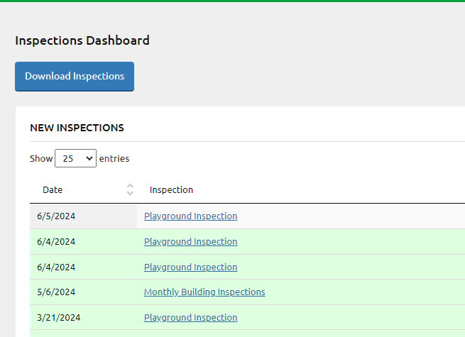 Inspection Button Downloading Inspections
