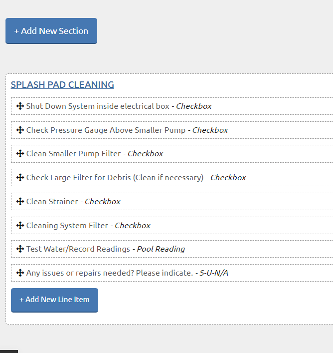 Inspection Template Checkbox