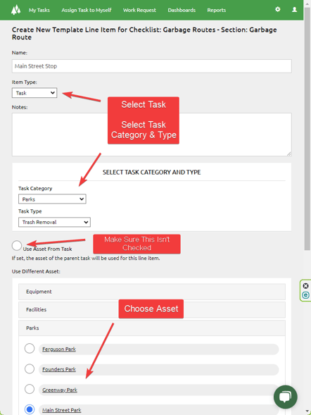 Setting Up Route Line Item